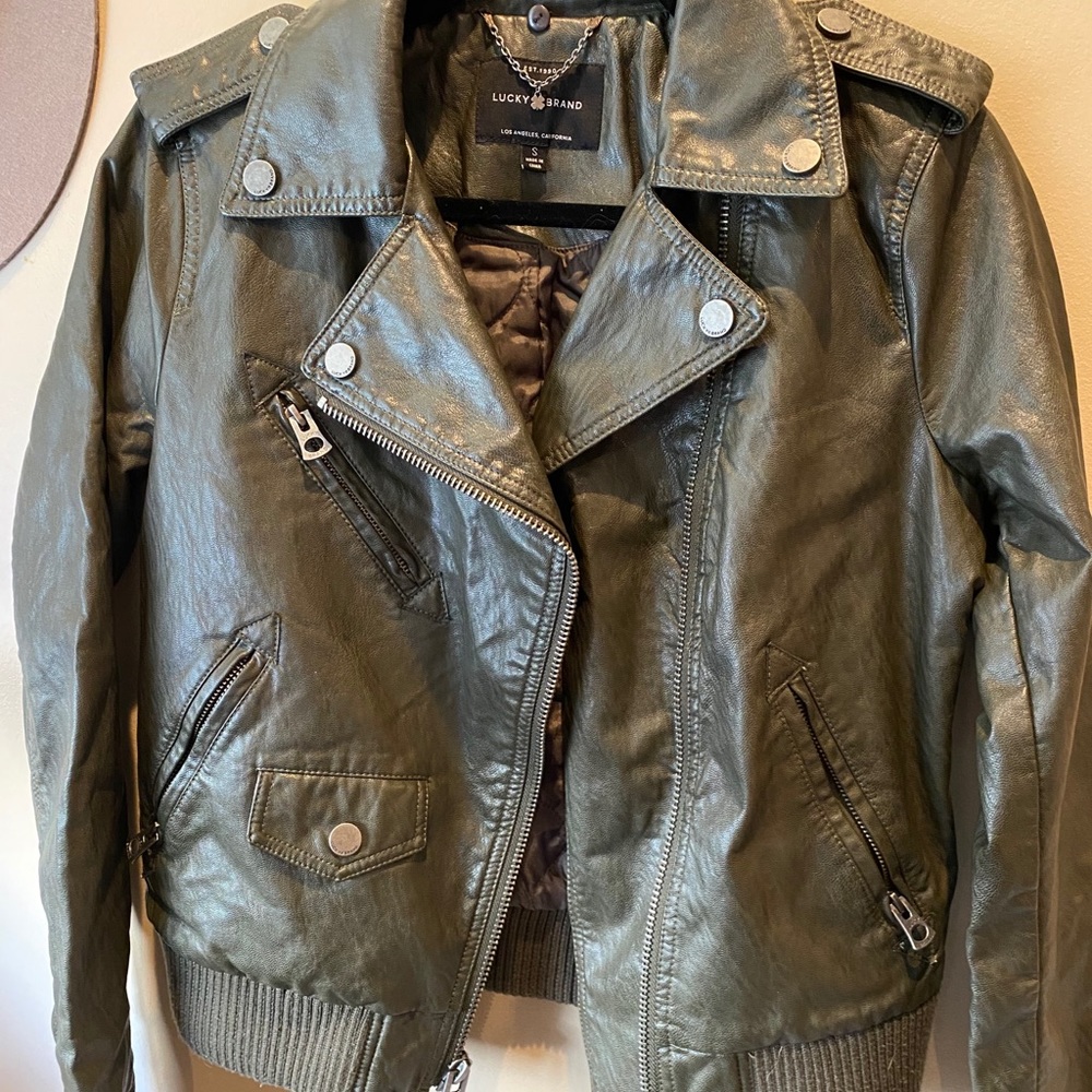 Lucky Brand Bomber Style Vegan Leather Jacket